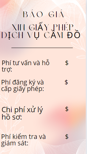 Bảng báo giá xin giấy phép dịch vụ cầm đồ 