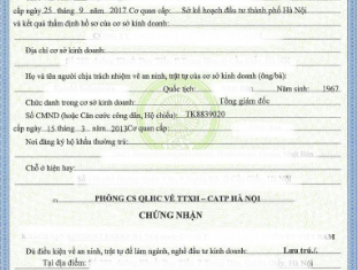 giấy phép an ninh trật tự
