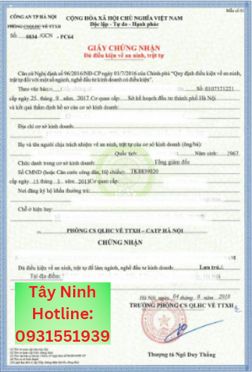 giấy phép an ninh trật tự