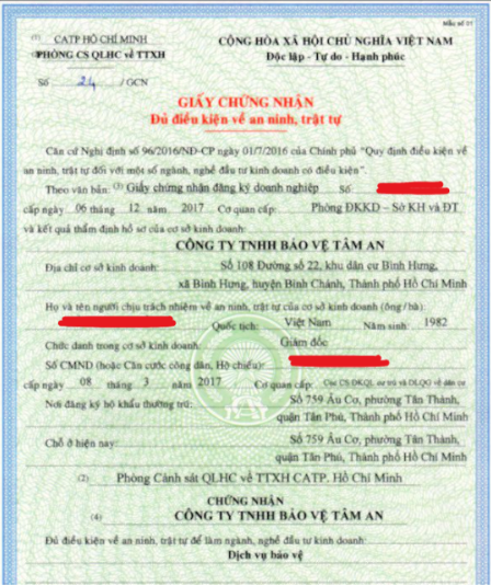 giấy an ninh trật tự